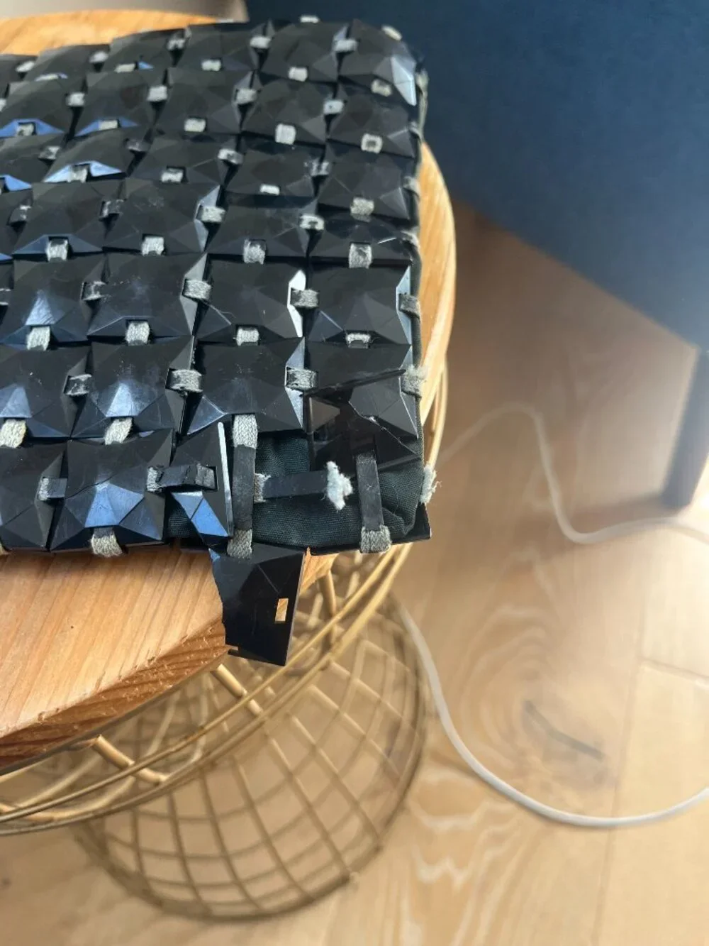 Vintage 1940s Plasti-Square Black Studded Clutch Indie Sleaze
